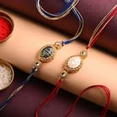 Embedded Metal Charm Rakhis: Pair rakhi online