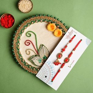 Buy Embellished Couple Rakhi N Thali Combo - Bhaiya Bhabhi Rakhi