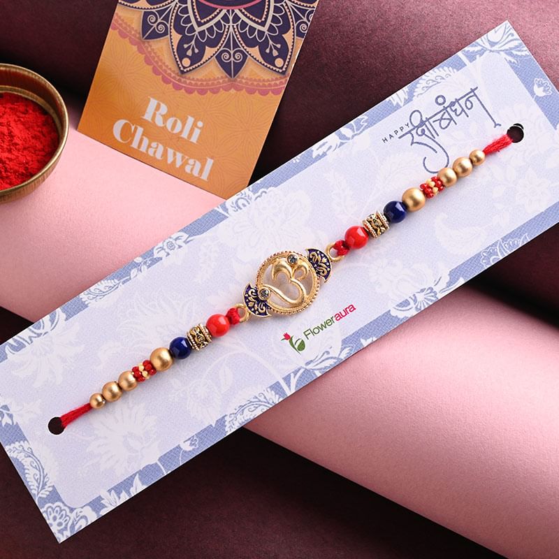 Buy Embellished Mighty Om Rakhi - Online Divine rakhi For Brother