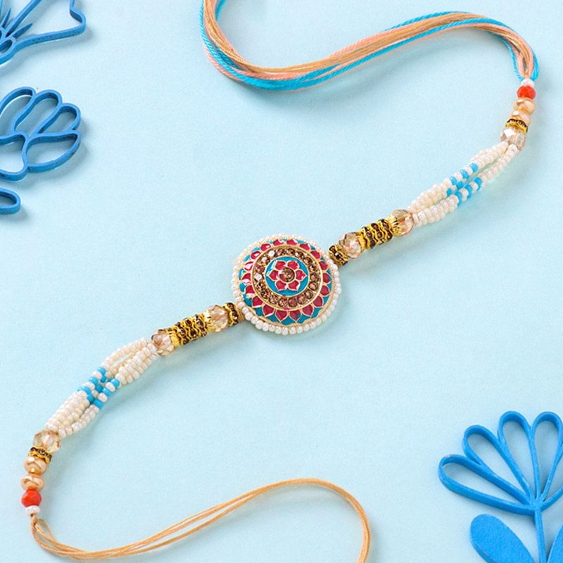 Blue Bead Pearl Rakhi