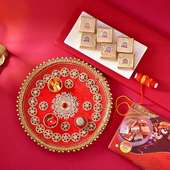 Embellished Pooja Thali With Mewa Bites N Kalawa Thread