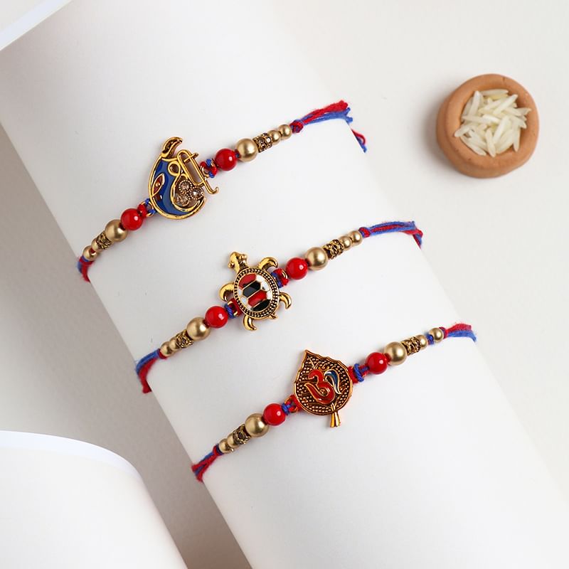 Embellished Rakhi Trio - Set of 3 Devine Rakhi