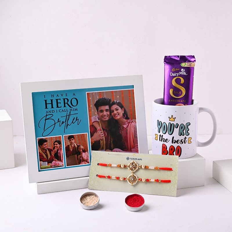 Embellished Rakhis With Photoframe Chocolate N Mug