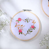 Embroidered Floral Heart Wall Decor