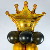 Empress Crown Arrangement - Black and Golden Balloons Bouquet