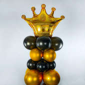Bunches of Gold and Black Balloon with One Crown Foil Balloon