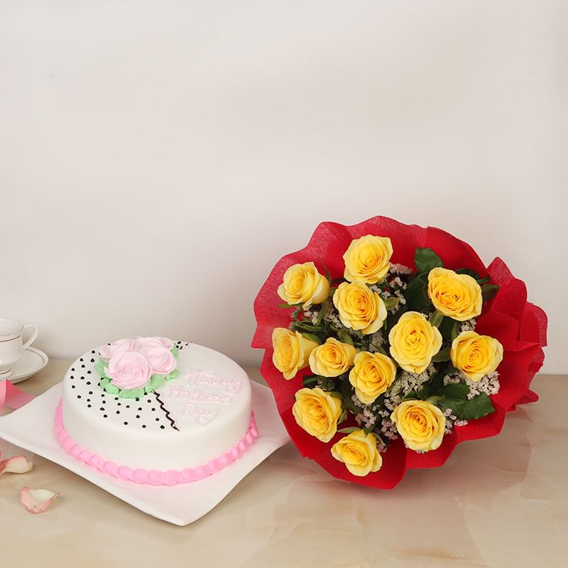 Enchanting Mothers Day Cake And Flower Duo