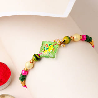 Green Pearl Rakhi - Single rakhi set