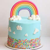 Enchanting Rainbow Fondant Cake, Designer Cake Delivery