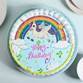 Enchanting Unicorn Theme Cake - Top View