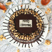 Choco Walnut Christmas Cake - Top View