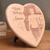 Personalised Engraved Birthday Heart front view
