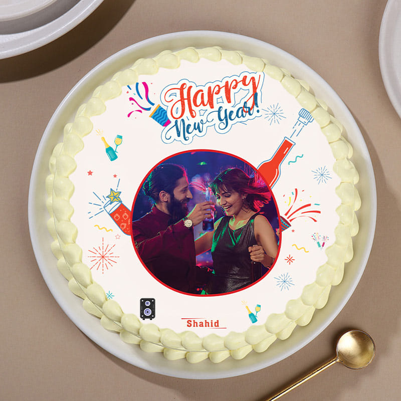 Enticing New Year Photo Cake