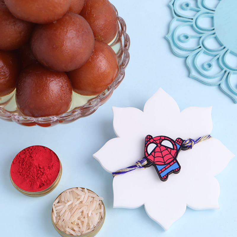 Epic Spiderman Rakhi With Gulab Jamun