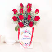 12 Red Roses Bunch for Anniversary