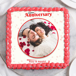 Marriage Anniversary Photo Cake - Zoom View