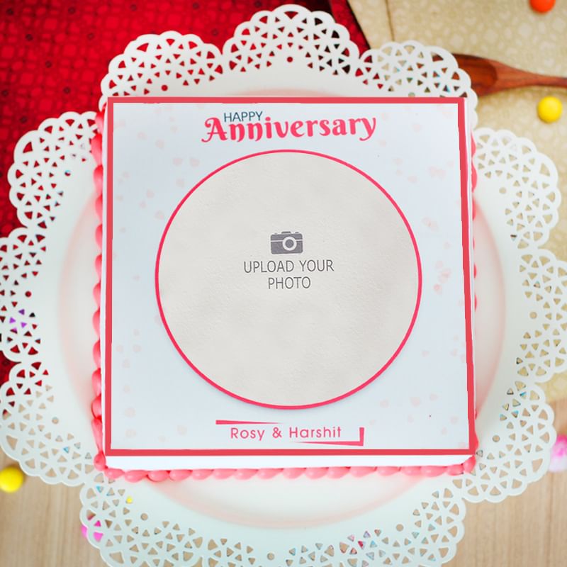 Marriage Anniversary Photo Cake - Top View