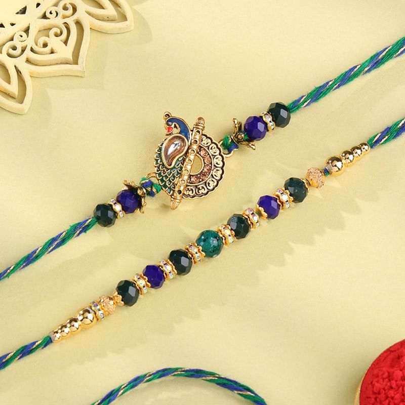 Eternal Bond Peacock Rakhi Duo