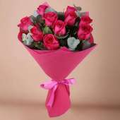 Order Eucalyptus Pink Roses Bouquet Gift for Valentine