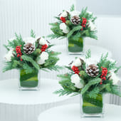 Evergreen Glow Holiday Arrangement Trio