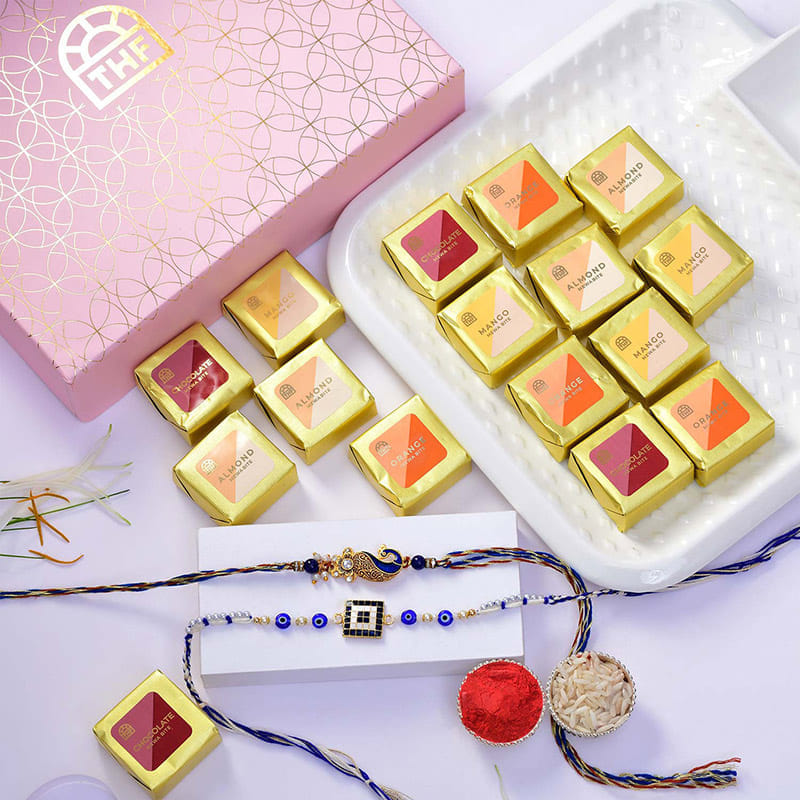 Evil Eye And Mor Pankh Rakhi With Mewa Bites