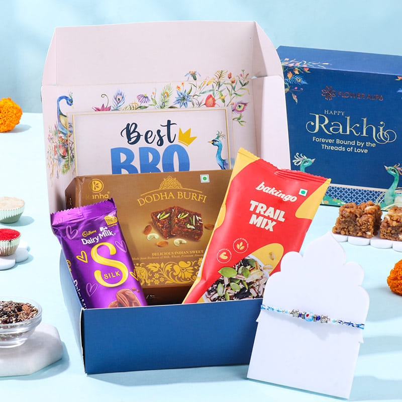 Evil Eye Beaded Rakhi With Gourmet Snacks