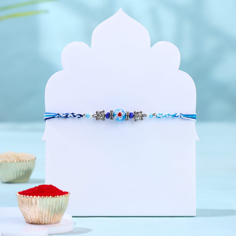 Evil Eye Beaded Rakhi With Gourmet Snacks