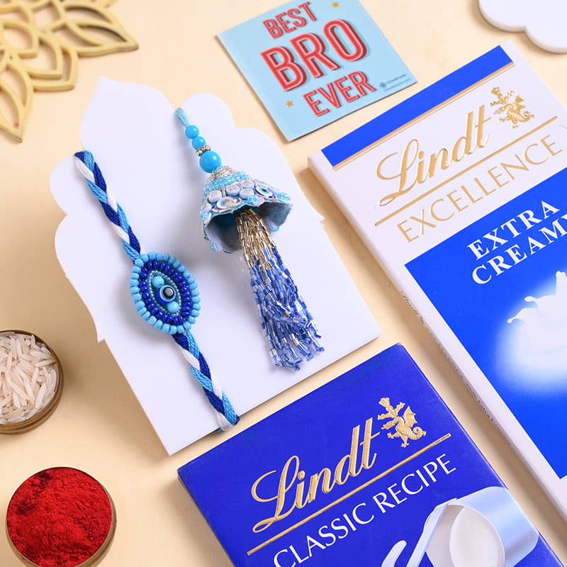 Evil Eye Bhai Bhabhi Rakhis With Chocolates