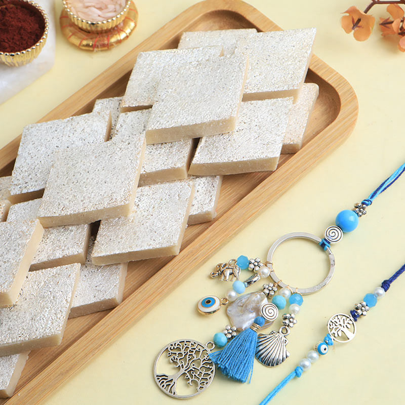 Evil Eye Bhai Bhabhi Rakhis With Kaju Katli