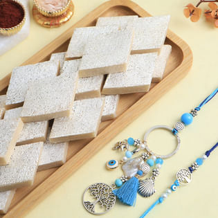 Evil Eye Bhai Bhabhi Rakhis With Kaju Katli