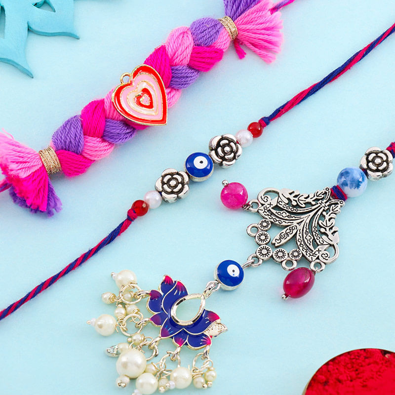 Evil Eye Bhaiya Bhabhi Rakhi N Braided Rakhi Combo
