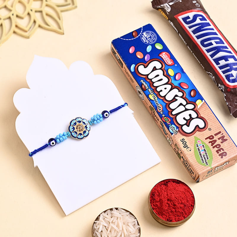 Evil Eye Designer Rakhi With Choco Treats
