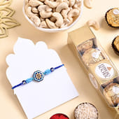 Evil Eye Enamel Rakhi With Cashews N Chocolates