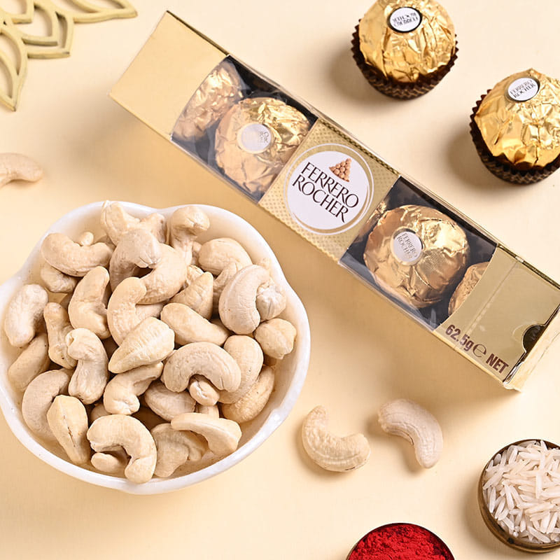 Evil Eye Enamel Rakhi With Cashews N Chocolates