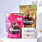Evil Eye N Elephant Rakhis With Kisses Chocolates