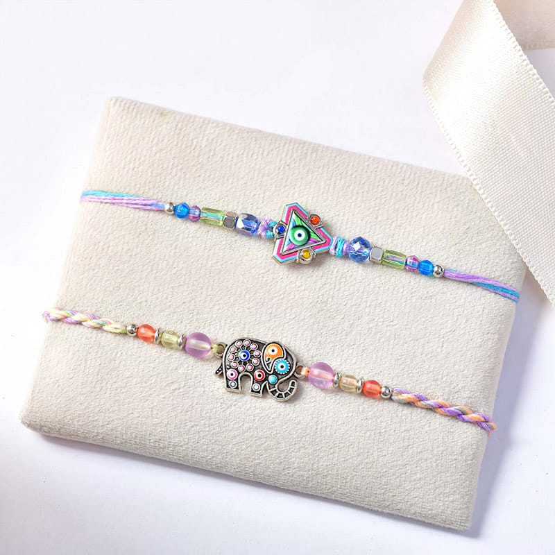 Evil Eye N Elephant Rakhis With Kisses Chocolates