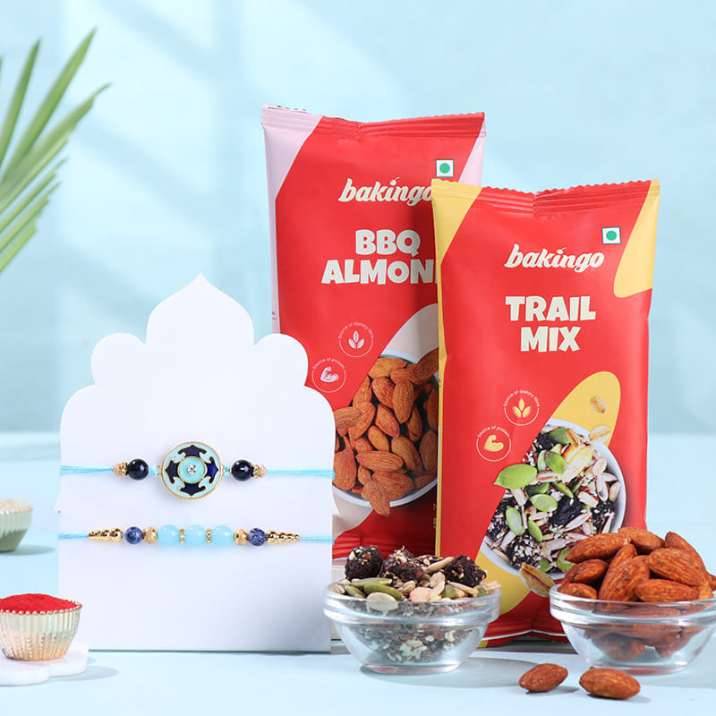 Evil Eye Rakhi Duo With Almonds N Trail Mix