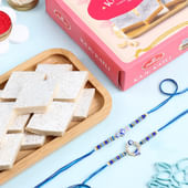 Evil Eye Rakhi Duo With Kaju Katli