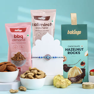 Evil Eye Rakhi With Choco Nutty Treats-Singapore