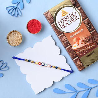 Order Evil Eye Rakhi With Ferrero Rocher in UK