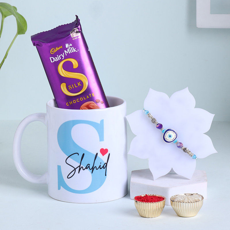 Evil Eye Rakhi With Personalised Mug N Chocolate