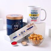 Evil Eye Rakhi With Quirky Mug N Caramel Popcorn