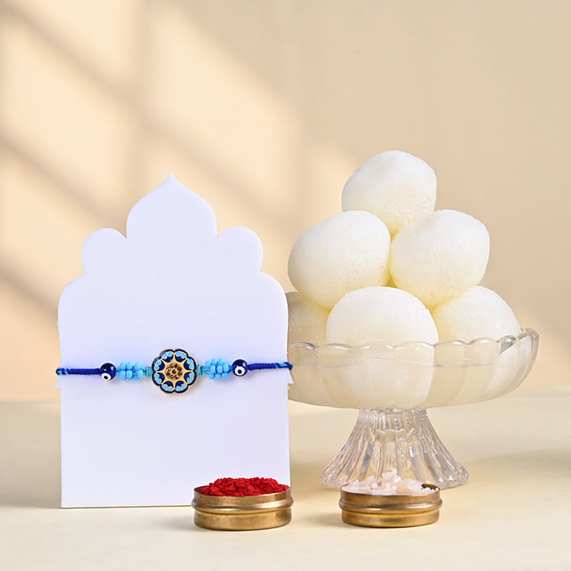 Evil Eye Rakhi With Rasgulla