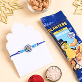 Blue Charm Rakhi With Planters Cashew