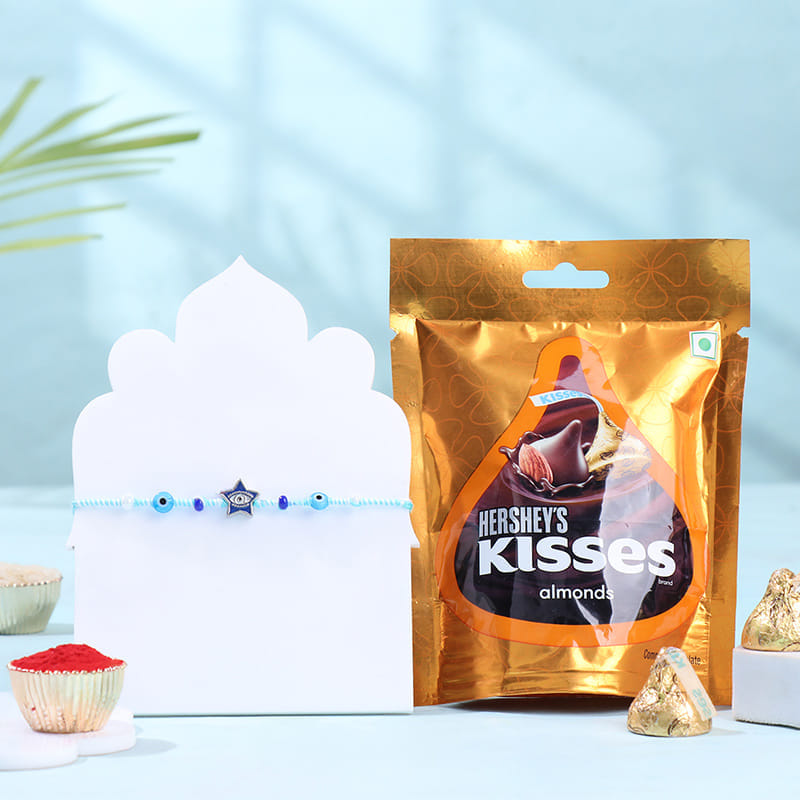 Evil Eye Star Rakhi With Choco Almonds