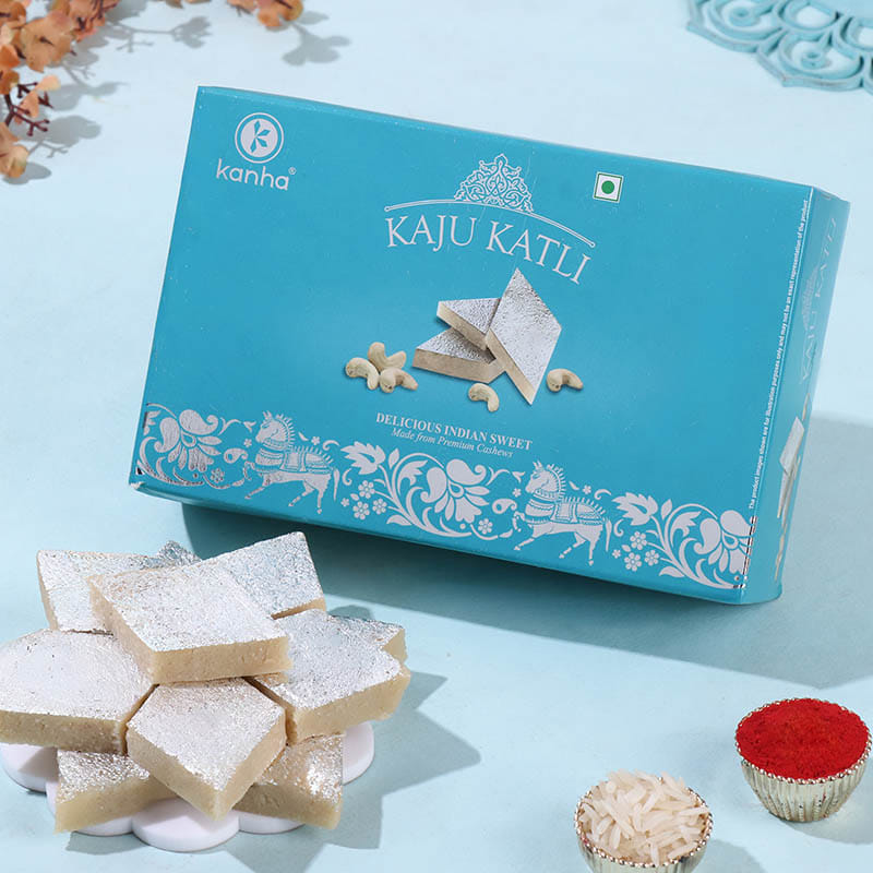 Evil Eye Stone Rakhi With Kaju Katli
