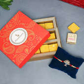 Evil Eye Sweet Box - One Designer Rakhi 250gm Mixed Mewa Bite in Floweraura Box