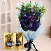 Exotic Blue Orchids With Chocolates