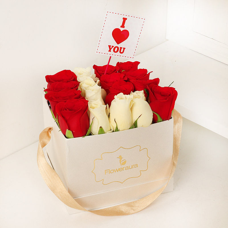 Exotic Red and White Roses Combo