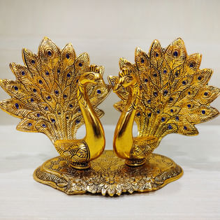 Exotic Peacock Pair - Material - Metal - Dimensions - 27x12x21 cms